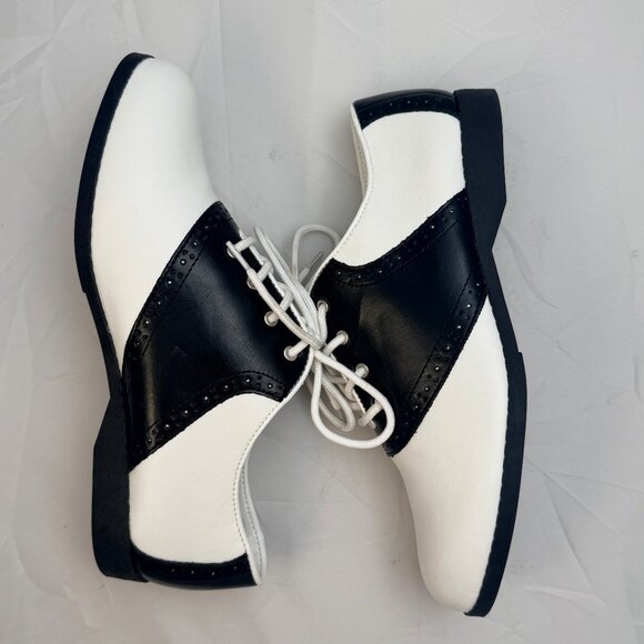 FunTasma Saddle Shoes Womens 10 Black & White Synthetic Lace Up Retro Style - Picture 10 of 11